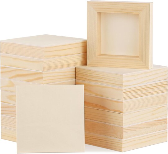 Greentek; 16 Pack Wood Panels 4 x 4 Inch Wooden Panels Canvas Unfinished Craft Wood Boards Panels for Art Crafts Acrylic and Oil Painting Pouring DIY Projects; Category:Wood & Hardboard Panels; Image:1